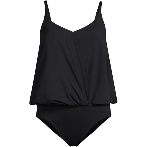 Lands' End Women's Chlorine Resistant Smoothing Control Blouson Fauxkini One Piece Swimsuit3