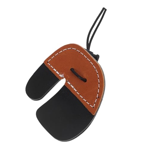 Veemoon Protector de Dedos para Tiro para Diestros, Protector de Cuero Marrón Doble Capa, 1 Pieza, Accesorio de Protección para Práctica y Competición de Tiro al Aire Libre