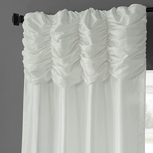 Image of HPD Half Price Drapes Ruched Faux Taffeta Silk Curtains 120 Inches Long Room Darkening Curtains for Bedroom & Living Room (1 Panel), 50W x 120L, Eggshell
