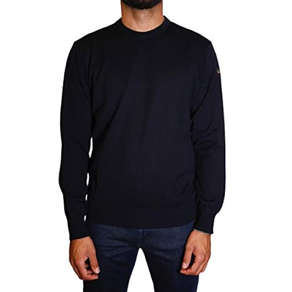 Paul and Shark Hombres extrafino Merino Lana Jersey Cuello de Lana Crew Marina De Guerra