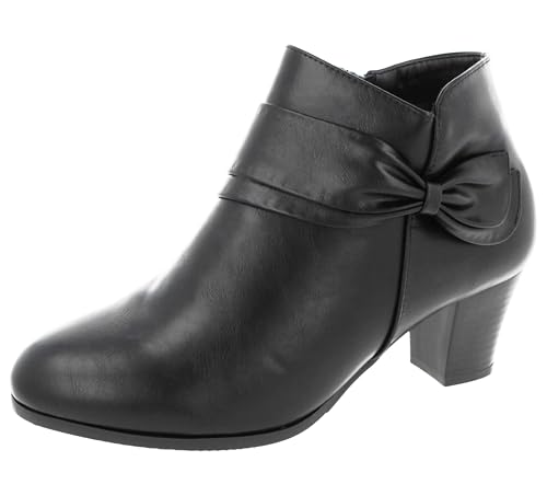 Bottines à talon bas Cushion Walk pour femme avec fermeture éclair et nœud élégant