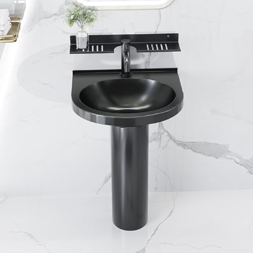 Lavabo De Pedestal Completo, Fregadero De Cocina Redondo Con Desagüe, Lavabo De Pie De Acero Inoxidable Que Ahorra Espacio For Inodoro.(Silver C)