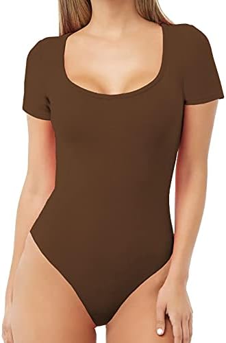 Women's Scoop Neck T Shirts Basic Bodysuits Jumpsuits