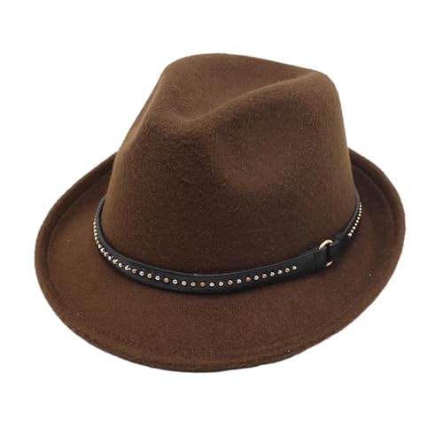 Image of Fedora Hats Classic Decorative Panama Hat for Stage Performance Events Travel Deep Brown|Clothing Shoes & Accessories|Mens Accessories|Hats