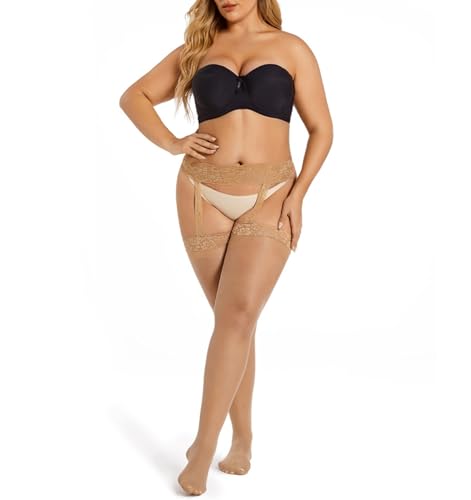 Women's Lace Suspender Tights Plus Size Sexy Sheer Garter Tights Ultra-Thin Garter Stockings4