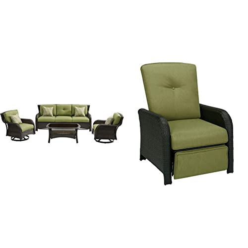 Hanover Strathmere 4-Piece Outdoor Patio Deep Seating Lounge Set With Sofa, 2 Swivel Chairs & Strathmere Outdoor Patio Luxury Recliner Lounge Chair #TOP16