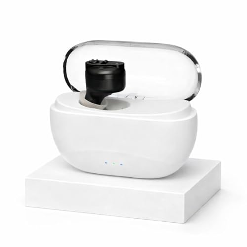 Image of Aika Mini Rechargeable CIC Digital Hearing Aid Sound Amplifier Machine for Old age with Auto Noise Cancellation, Clear Sound and Dry Kit (For Single Ear, Black, with Dry Kit and 1 Year Warranty)