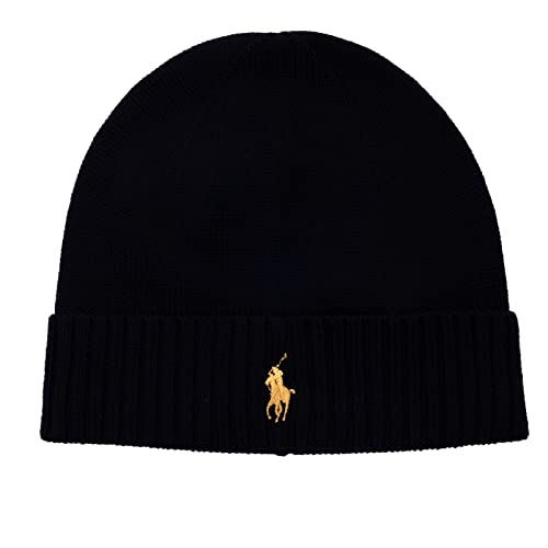 Ralph Lauren Strickmütze Beanie Hat Wolle Schwarz One Size