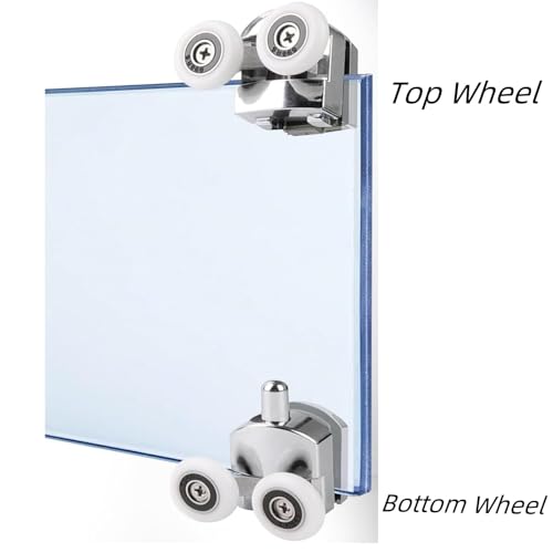 Image of Shower Door Rollers Replacement 4 Pcs Zinc Alloy Wheels 23mm with Anti Collision Block and Screws for Curved and Glass Doors