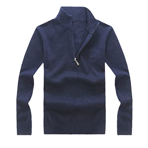 Pull en tricot col montant homme coton marine XL vêtement décontracté