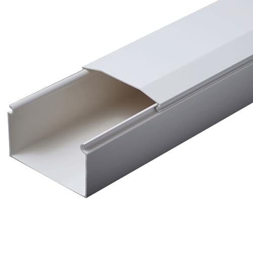 Canaleta para cables de PVC blanco, protector ligero para cables de piso, ocultador duradero para cables de pared para oficina, hogar y cocina (Color: Blanco, Tamaño: 30x15 mm) miniatura 1