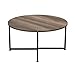 Household Essentials Jamestown Round Coffee Table Ashwood Rustic Wood Grain and Black Metal 31.5 x 31.5, Taupe