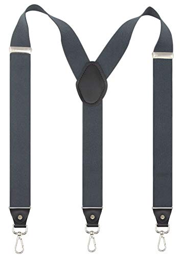 Timiot Mens Suspender with Swivel Hooks Adjustable Braces Y Shaped Elastic Comfortable Braces Strap (Dark Grey)