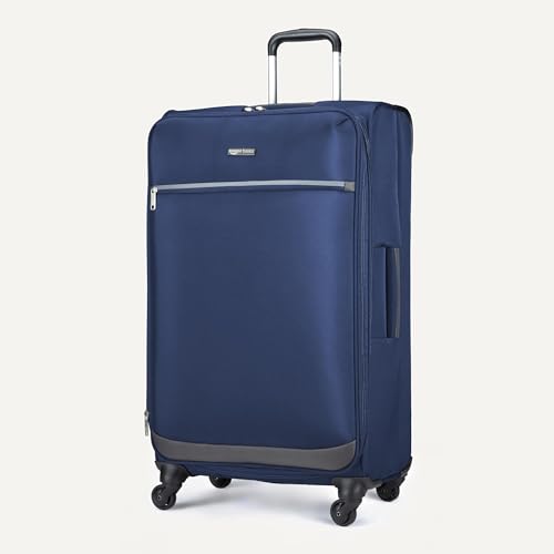 Amazon Basics Luggage, 28" Large Checked Softside Suitcase With Wheels With Four 360-Degree Multi-directional Spinner Wheels Expandable Space Zippered Pocket and Straps, Telescopic Handle, Navy Blue - Image 7