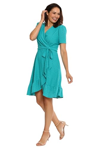 Image of London Times Women's Summer Ruffle Short Dress | Cocktail Dress for Women | Petite Dresses for Women Party