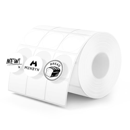 Image of MUNBYN 1 Inch 3-Up Thermal Labels, Works Only with MUNBYN 403B Printer | Adhesive Thermal Circle Stickers for Logo, QR Code, Inventory, 2400 Stickers /1 Roll,White