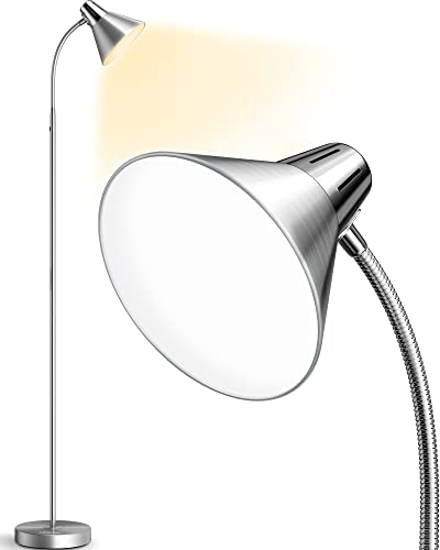 LEPOWER LED Floor Lamp, Reading Standing Lamps with Adjustable 5 Brightness Levels and 5 Colors, Dimmable Gooseneck Floor Lamp for Living Room, Bedroom, Office, Silver LEPOWER LED Floor Lamp, Reading Standing Lamps with Adjustable 5 Brightness Levels and 5 Colors, Dimmable Gooseneck Floor Lamp for Living Room, Bedroom, Office, Silver