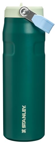 Image of STANLEY IceFlow Flip Straw 2.0 Water Bottle 24 oz | Built-In Straw with Larger Opening | Lightweight and Leak Resistant | Insulated Stainless Steel | BPA-Free | Emerald Honeydew