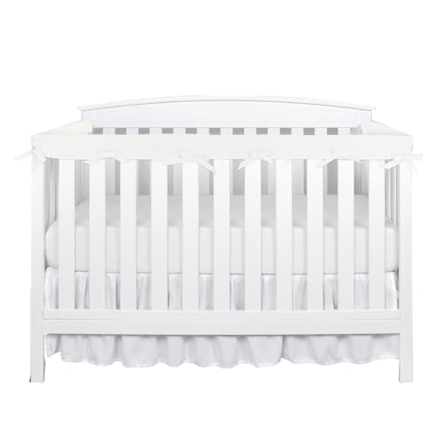 Image of 3 PC Crib Rail Covers Mesh Corner Edge Strip fot Teething, White Soft Furniture Guards, Reversible Guardrail Cover Protector for Boys Girls