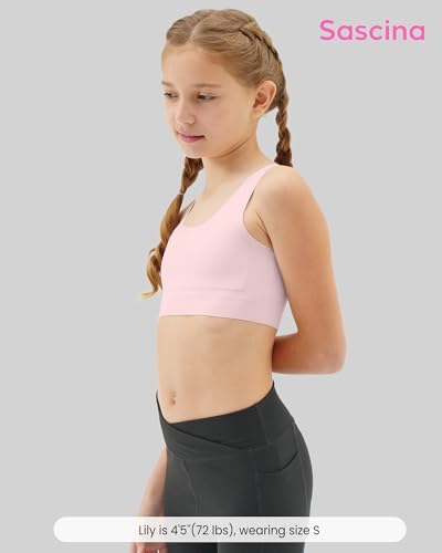 Girls Soft Training Bras 7-12 Seamless First Bra Girls Sports Bras Longline Crop - No Pads, Chest Double Lined2