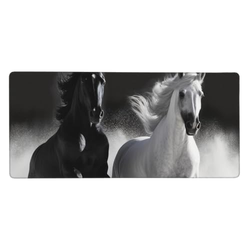 Tapis de souris XXL grand confort 90 cm design chevaux bords cousus renforcés