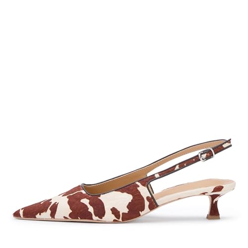 Kitten Heels for Women Slingback Pointed Toe Casual Low Heel Comfortable Dress Shoes for Date and Daily Wear