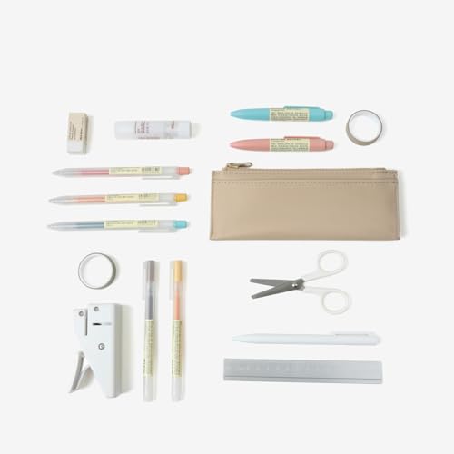 Image of Pencil Pouch for Teens School Office Supplies Pencil Case Cosmetic Bag Zipper (Khaki)