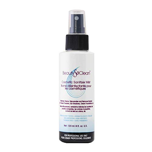 BeautySoClean Cosmetic Sanitizer Mist - (4.1 oz.) Makeup Sanitizing Spray for Powder-based Makeup Palettes & Pressed Cream Foundations, Bronzers, Concealers, Blushes, Eyeshadows.