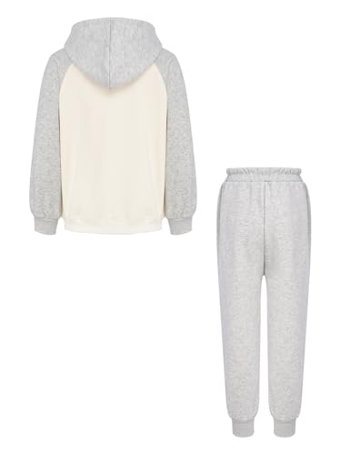 Image of YiZYiF Kids Boys Fleece Lined Sweatshirts Outfit Long Raglan Sleeves Hoodie And Jogger Pants Activewear Set