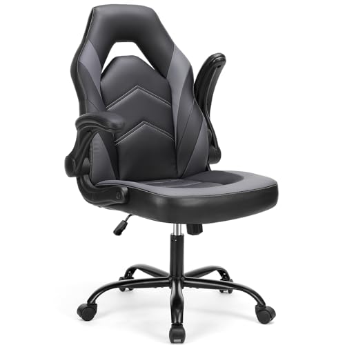 DUMOS Gaming Ergonomic Office Chair for Adults, Height Adjustable Computer Desk Chair with Flip-up...
