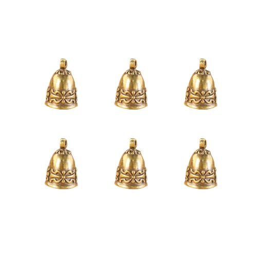 Vokowin 6Pcs Antique Vintage Jingle Brass Bells - Charms Pendants for Home Decorations and Keychain Accessories (K136-6)