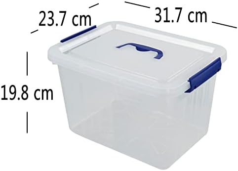 Bblina Plastic Stackable Boxes with Lid, 12 L Latch Storage Box, 6-Pack
