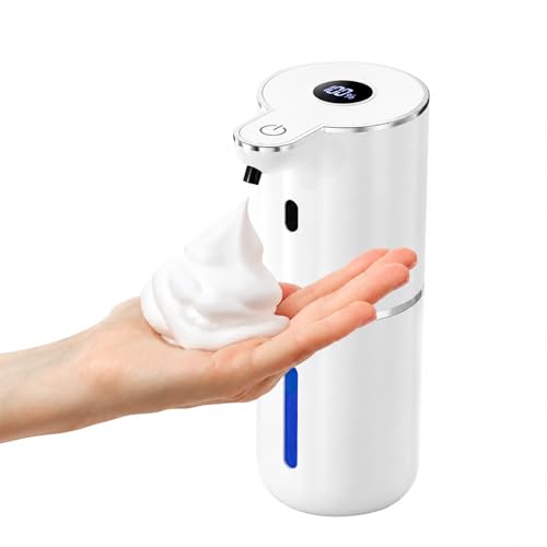 Image of Fachixy Automatic Foaming Soap Dispenser Touchless, 6 Adjustable Level | 12.8oz /380mL, Up to 90 Days Battery Life, 6 Adjustable Level, Rechargeable, Wall Mountable IPX5 for Kitchen & Bathroom, White