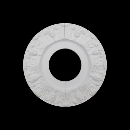Image of PU Ceiling Medallions 2Pcs, 10 Inches x 3.86 Inches, White | Split Type, Paintable, Fits 3.86 Inches Canopy, European Vintage Carving Style, Made of Synthetic Foam