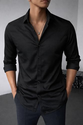 Image of Men's Casual Button Down Shirts Long Sleeve Linen Shirt Fashion Textured Beach Summer Shirts| Men Stylish Shirt | Men Fancy