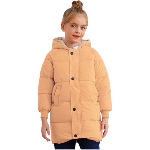 Loyan Toddler Boys Girls Thick Padded Coats Lightweight Winter Outerwear Hooded Puffer Jackets Orange 4-5 Years