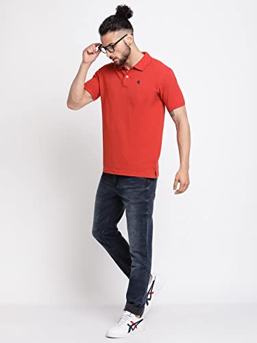Image of Cantabil Men's Cotton Blend Solid Polo Neck T-Shirt (Regular Fit)