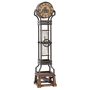 Howard Miller Pace Floor Clock II, Wood Finish with Convex Glass Crystal Triple-Chime Movement, Roman Numeral Volume Control Steampunk Timepiece for Home Decor, Office & Living Room
