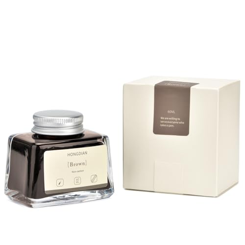 Image of Asvine Hongdian Fountain Pen Bottled Ink Brown, 60ml Fountain Pen Ink Bottled for Writing and Calligraphy, Non Carbon