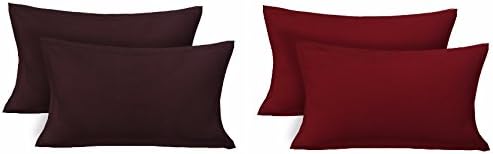 Clasiko Cotton 200 TC Pillow Cover, Standard, Brown, Maroon, 4 Pieces