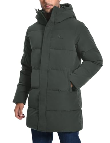 Image of Pioneer Camp Mens Long Winter Coat Hooded Waterproof Insulated Puffer Jacket Thicken Puffy Warm Down Windbreaker Parka