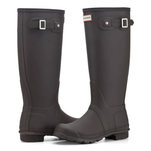 Image of Hunter Women's Original Tall Rain Boots, Dark Brown, 5 Medium