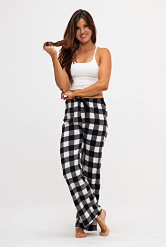 DEVOPS 2 Pack Women's Buffalo Plaid Plush Fleece Pajama Pants Sleepwear3