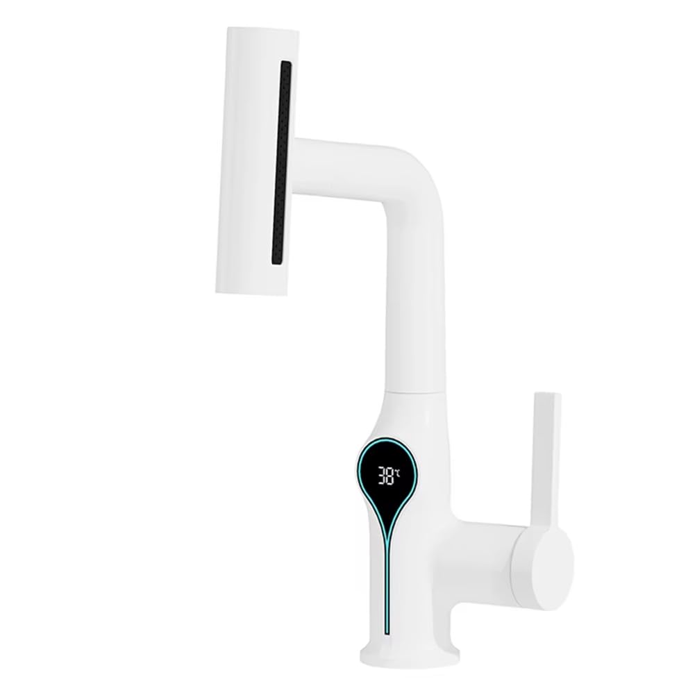 Mitigeur lavabo à cascade blanc réglable pour vasque haut de gamme
