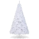 COSTWAY 7Ft-Artificial-PVC-Christmas-Tree-W-Stand-Holiday-Season-Indoor-Outdoor-White