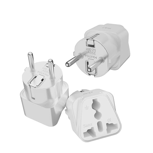 Image of rts European Plug Adapter, India to Europe Travel Adapter (Schuko) (3 Pack) Compatible with laptops Smartphones Tablets Camera Chargers Germany, France European Spain Plug Adapter Travel Essentials
