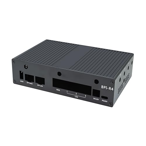 Image of WayPonDEV Black Metal Case for Banana Pi BPI-R4 Wireless Dual-Band WiFi Router Board OpenWRT, Metal Heat Shell for Banana Pi BPI-R4 MediaTek MT7988A (Filogic 880) Single Board Computer (Metal Case)