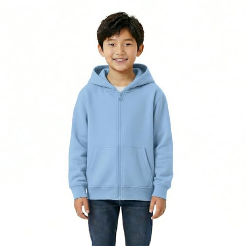 Image of HOODLIFE Kids Zip-Up Hoodie Sweatshirt for Boy Soft Cotton Blend Hooded Jacket with Pockets, Comfortable Everyday Wear for Kids