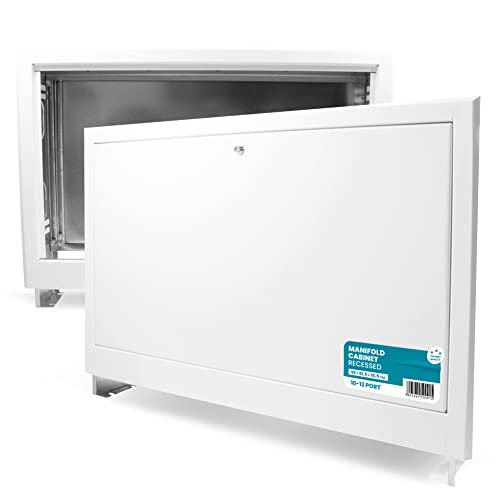 Verteilerschrank Zentrale Fußbodenheizung 10-12 Anschlüsse Einbaugehäuse aus Weiß pulverbeschichtetem Stahl Einfacher Zugang