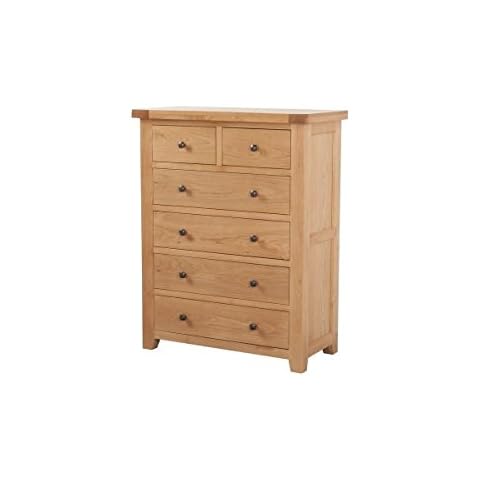 Devon Solid Oak 2 + 4 Drawer Chest Of Drawers/Fully Assembled 2 over 4 Chest Of Drawers/Bedroom Furniture/Living Room Furniture/Home Furniture Cover